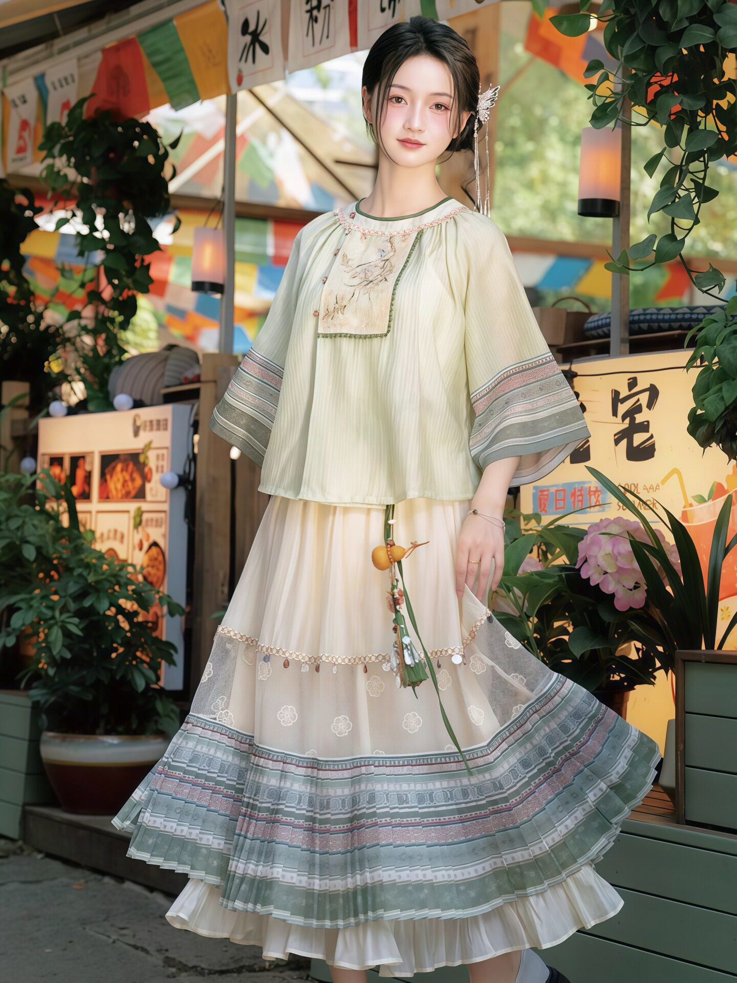 Ethnic Outfit - Completo in Stile Etnico Cinese con